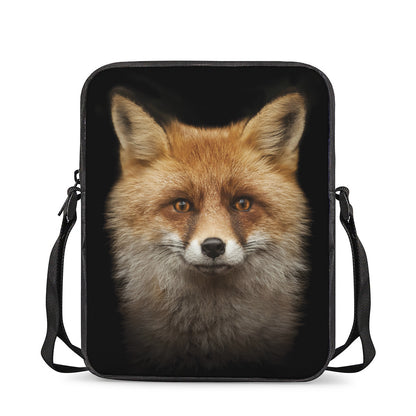 Fox Portrait Print Rectangular Crossbody Bag