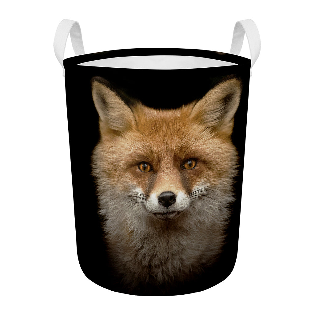 Fox Portrait Print Round Laundry Basket
