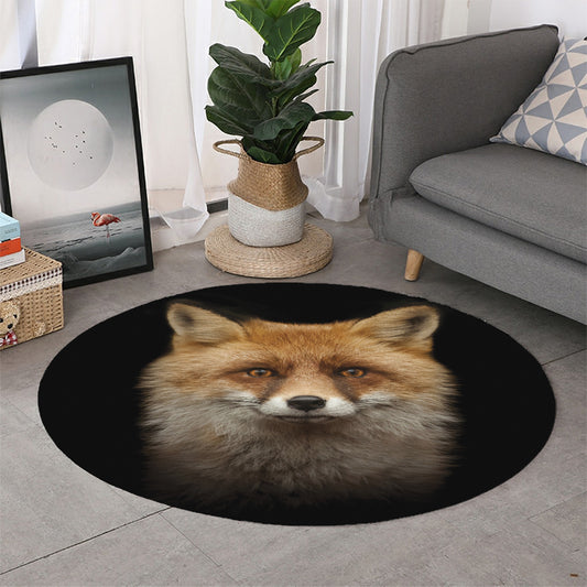 Fox Portrait Print Round Rug