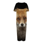 Fox Portrait Print Short Sleeve Long Nightdress