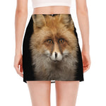 Fox Portrait Print Side Slit Mini Skirt