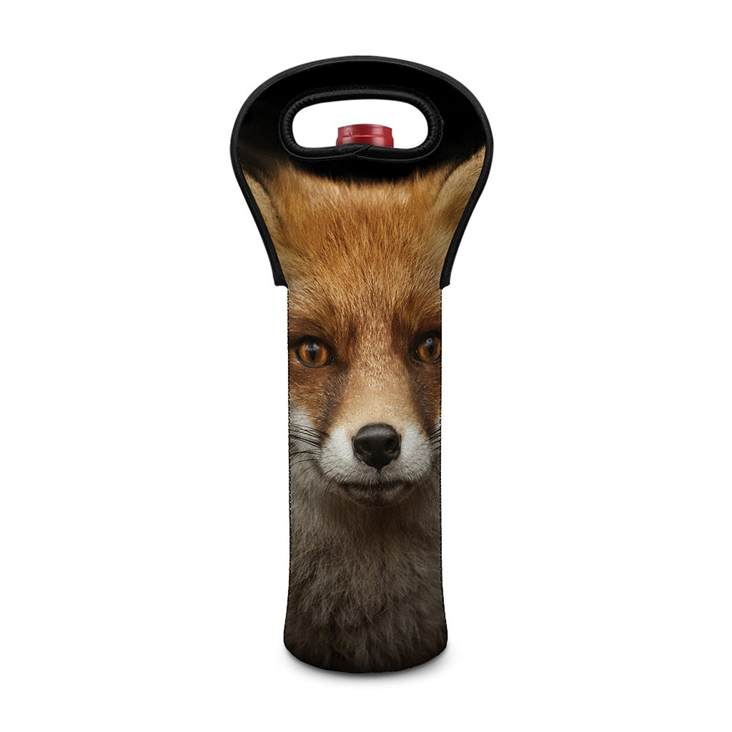 Fox Portrait Print Single Neoprene Wine Tote