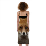 Fox Portrait Print Slim Fit Midi Cami Dress