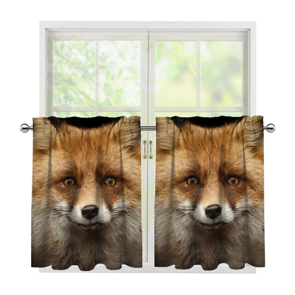 Fox Portrait Print Tier Curtains