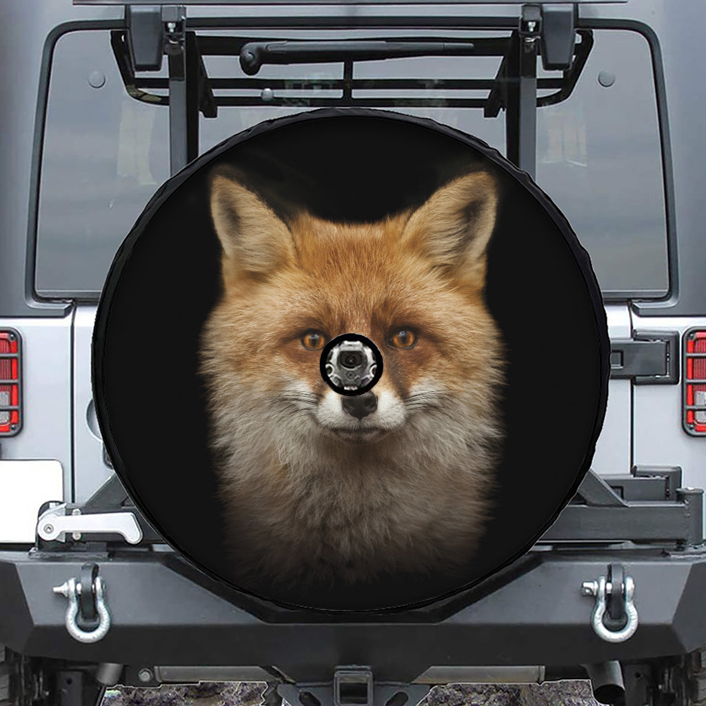 Fox Portrait Print Tire Cover With Camera Hole