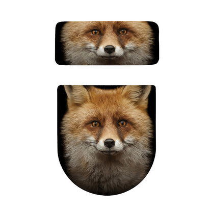 Fox Portrait Print Toilet Lid And Tank Cover Set