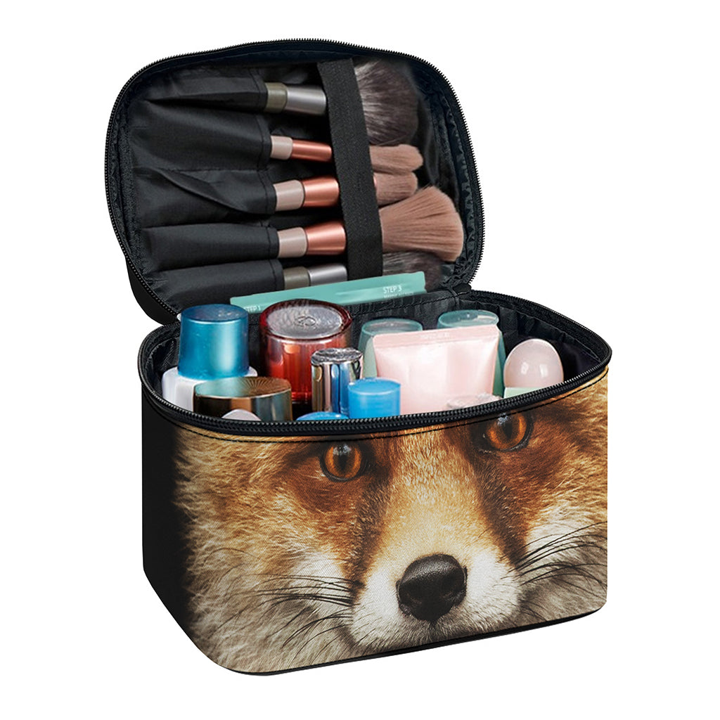 Fox Portrait Print Travel Makeup Bag