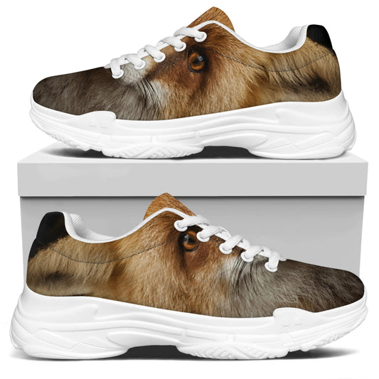 Fox Portrait Print White Chunky Shoes