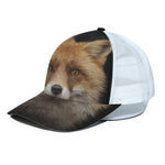 Fox Portrait Print White Mesh Trucker Cap