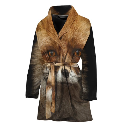 Fox Portrait Print Women's Bathrobe