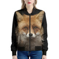 Fox Portrait Print Women's Bomber Jacket