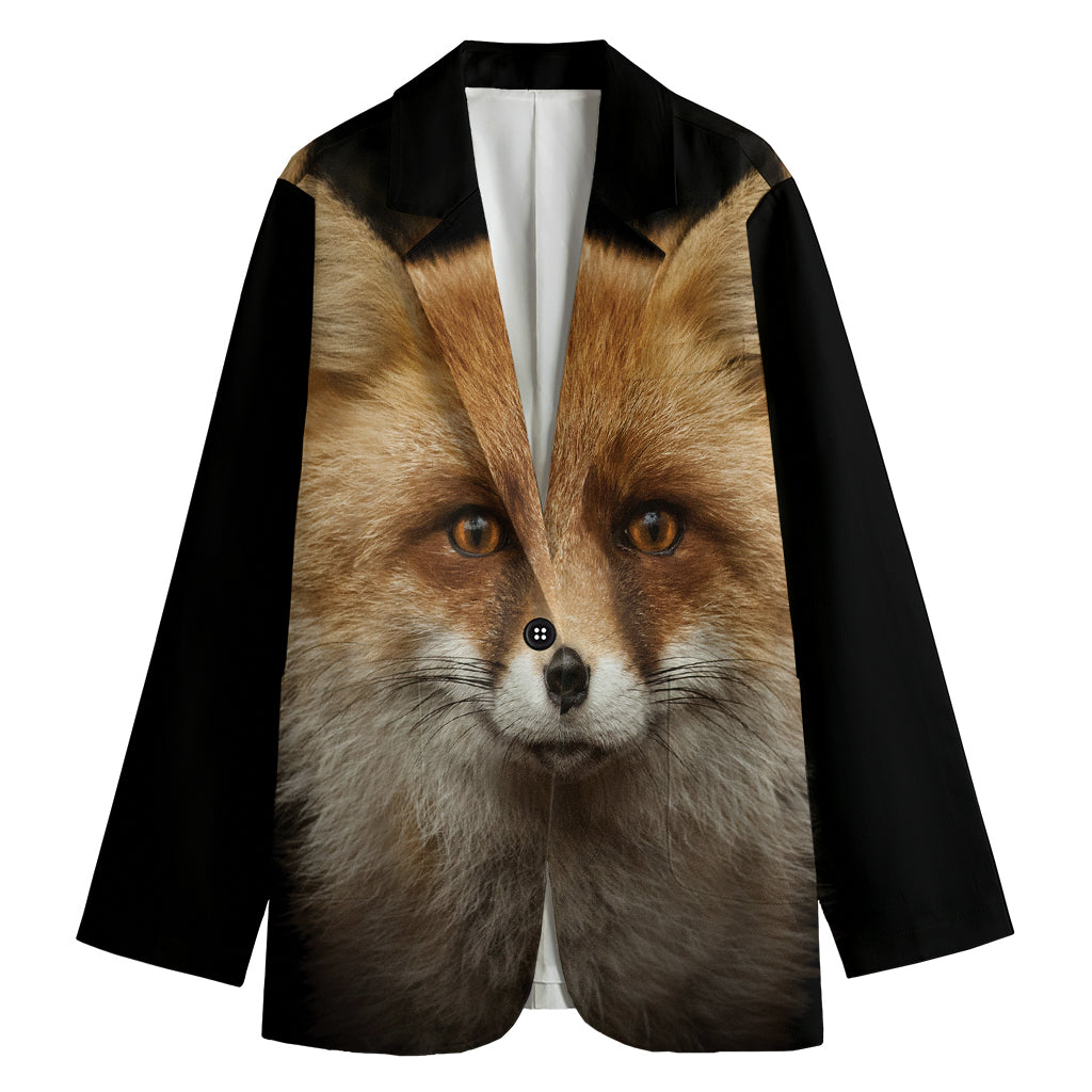 Fox Portrait Print Women's Cotton Blazer