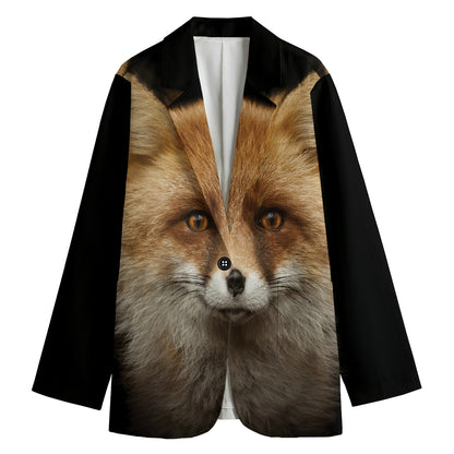 Fox Portrait Print Women's Cotton Blazer