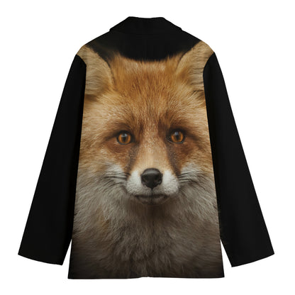 Fox Portrait Print Women's Cotton Blazer