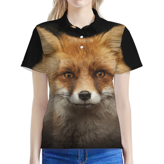 Fox Portrait Print Women's Polo Shirt