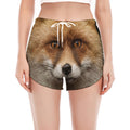 Fox Portrait Print Women's Split Running Shorts