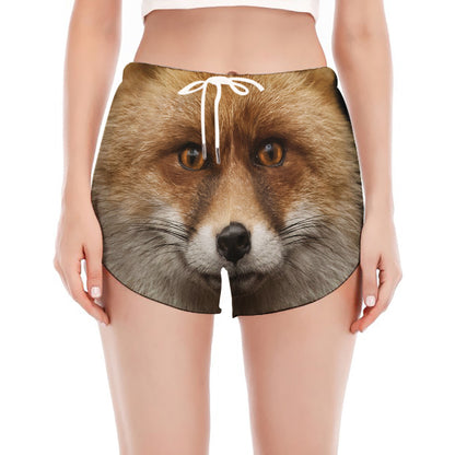 Fox Portrait Print Women's Split Running Shorts