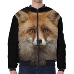 Fox Portrait Print Zip Sleeve Bomber Jacket