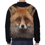 Fox Portrait Print Zip Sleeve Bomber Jacket