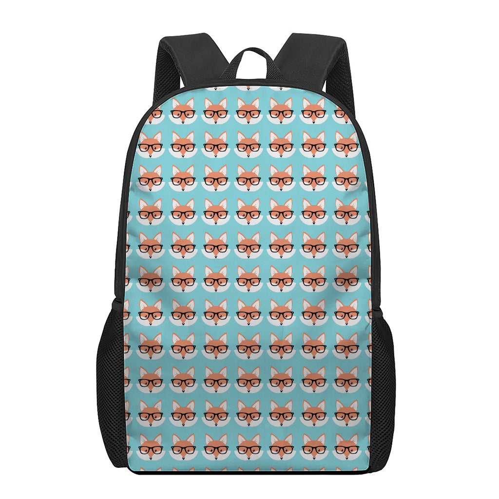 Fox With Glasses Pattern Print 17 Inch Backpack