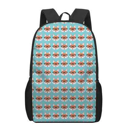 Fox With Glasses Pattern Print 17 Inch Backpack