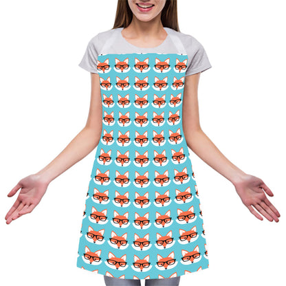 Fox With Glasses Pattern Print Adjustable Apron
