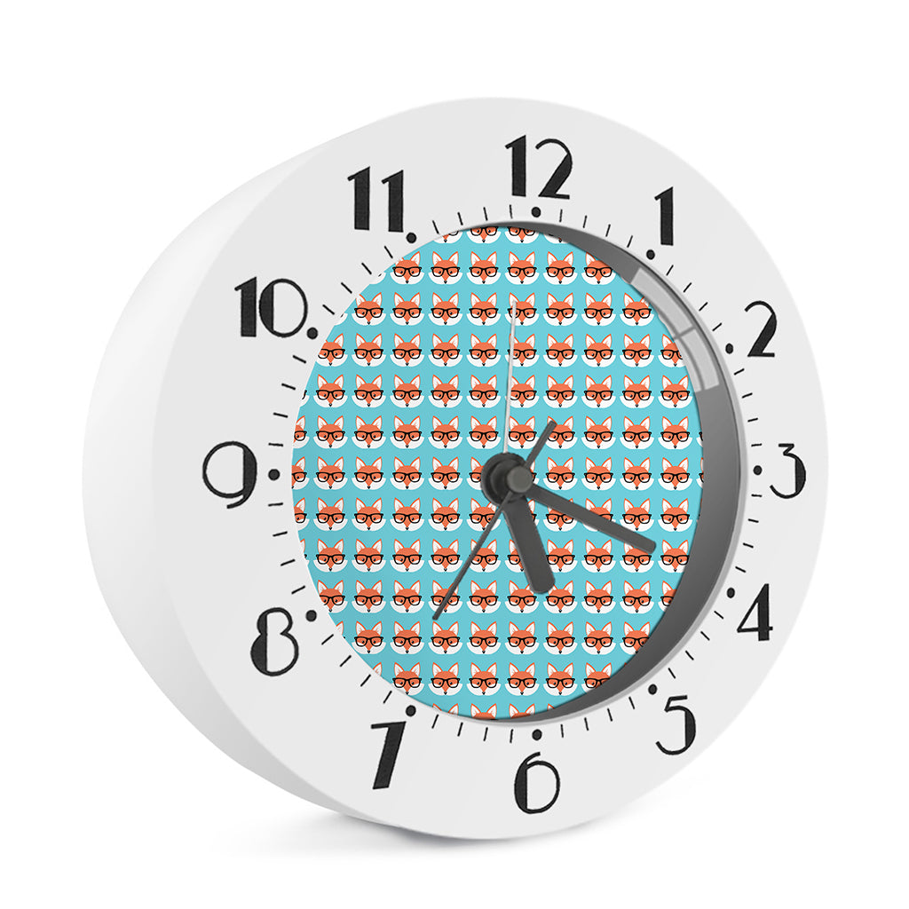 Fox With Glasses Pattern Print Alarm Clock