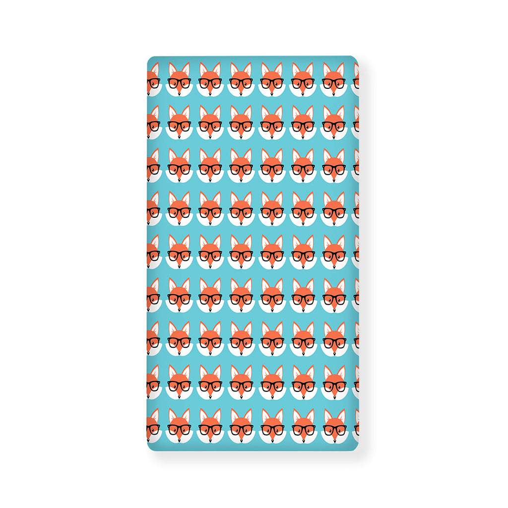 Fox With Glasses Pattern Print Baby Crib Sheet