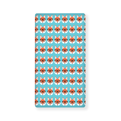 Fox With Glasses Pattern Print Baby Crib Sheet