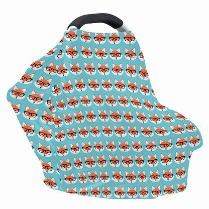 Fox With Glasses Pattern Print Baby Seat Cover