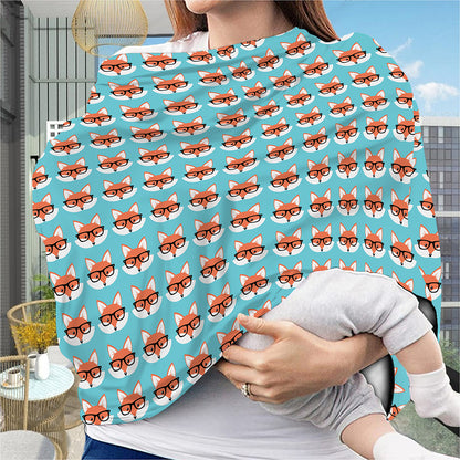 Fox With Glasses Pattern Print Baby Seat Cover