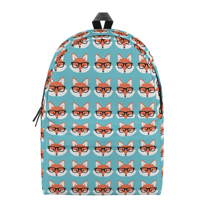 Fox With Glasses Pattern Print Backpack