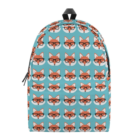 Fox With Glasses Pattern Print Backpack