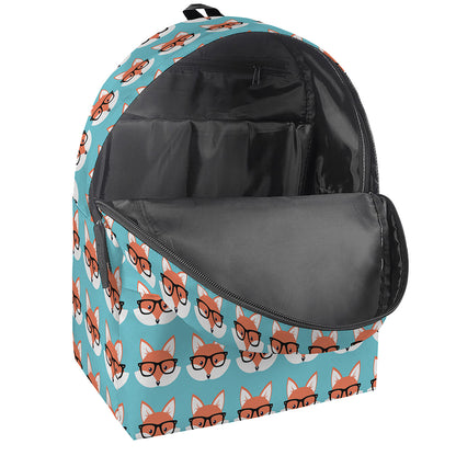 Fox With Glasses Pattern Print Backpack