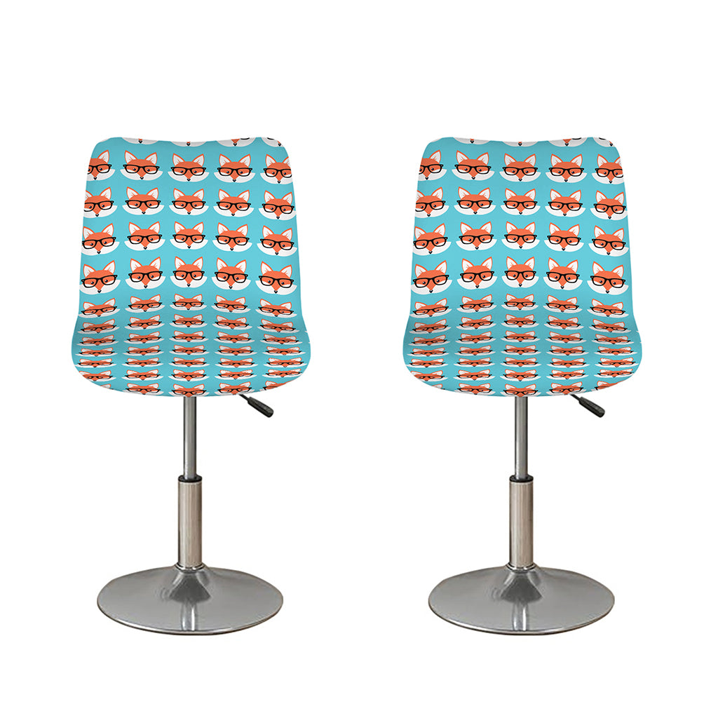 Fox With Glasses Pattern Print Bar Stool Covers