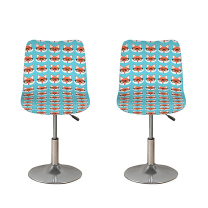Fox With Glasses Pattern Print Bar Stool Covers