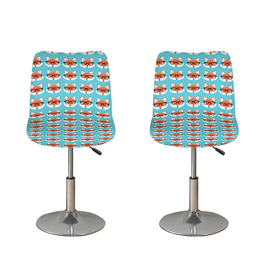 Fox With Glasses Pattern Print Bar Stool Covers