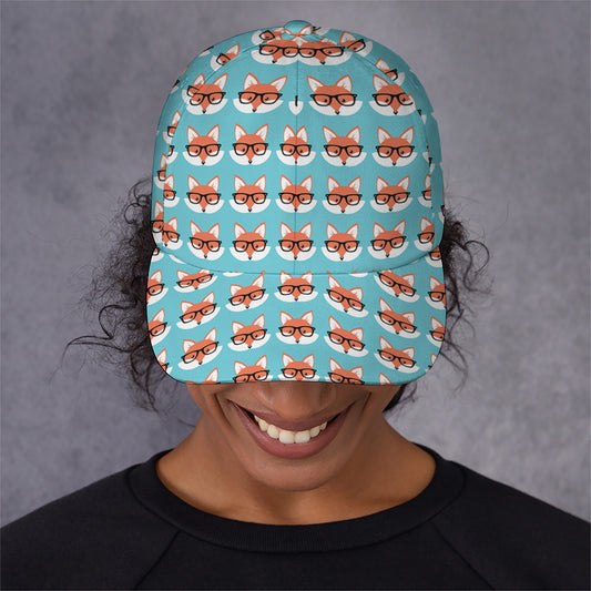 Fox With Glasses Pattern Print Baseball Cap