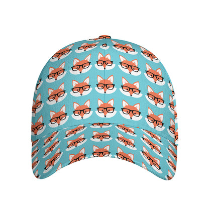 Fox With Glasses Pattern Print Baseball Cap