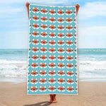 Fox With Glasses Pattern Print Beach Towel