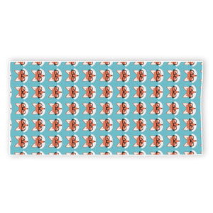 Fox With Glasses Pattern Print Beach Towel