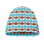 Fox With Glasses Pattern Print Beanie