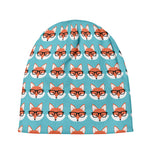 Fox With Glasses Pattern Print Beanie