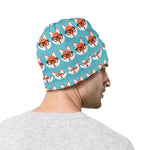 Fox With Glasses Pattern Print Beanie