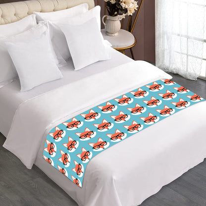 Fox With Glasses Pattern Print Bed Runner