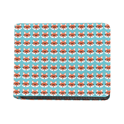 Fox With Glasses Pattern Print Bifold Wallet