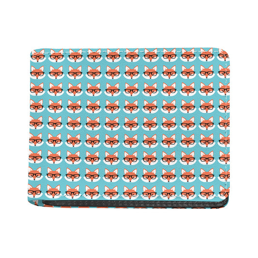 Fox With Glasses Pattern Print Bifold Wallet