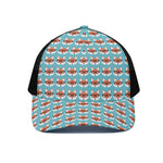 Fox With Glasses Pattern Print Black Mesh Trucker Cap