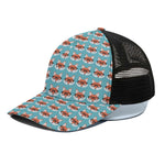 Fox With Glasses Pattern Print Black Mesh Trucker Cap