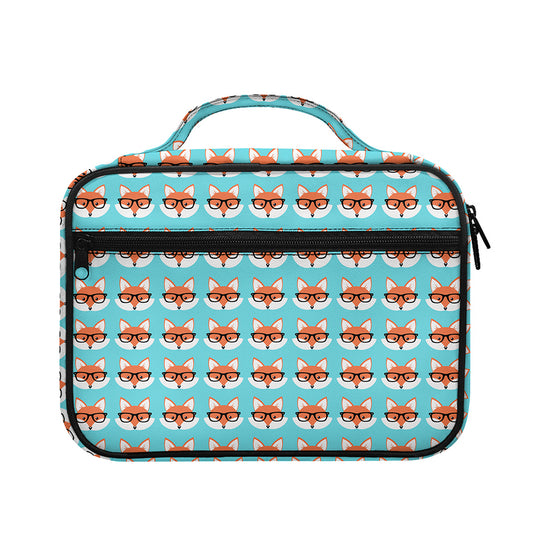 Fox With Glasses Pattern Print Briefcase Bible Bag